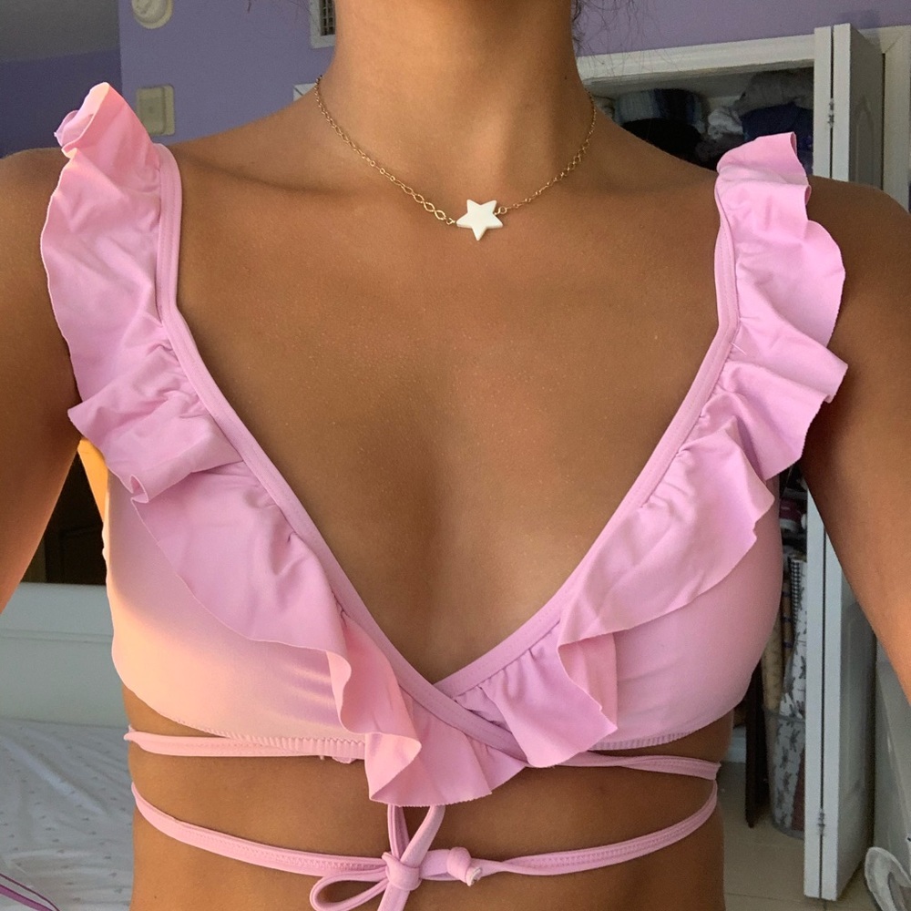 Jcrew ruffle bikini top never worn